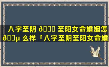 八字至阴 🐛 至阳女命婚姻怎 🌵 么样「八字至阴至阳女命婚姻好不好」